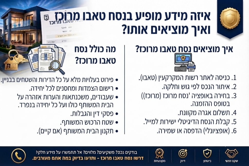 איזה מידע מופיע בנסח טאבו מרוכז ואיך מוציאים אותו