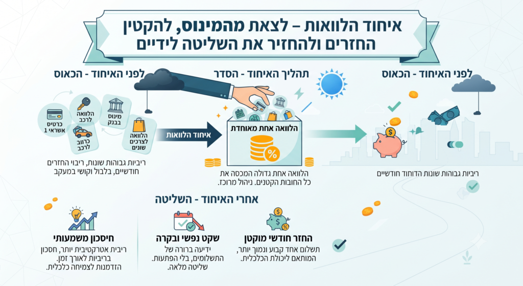 איחוד הלוואות לצאת מהמינוס, להקטין החזרים ולהחזיר את השליטה לידיים