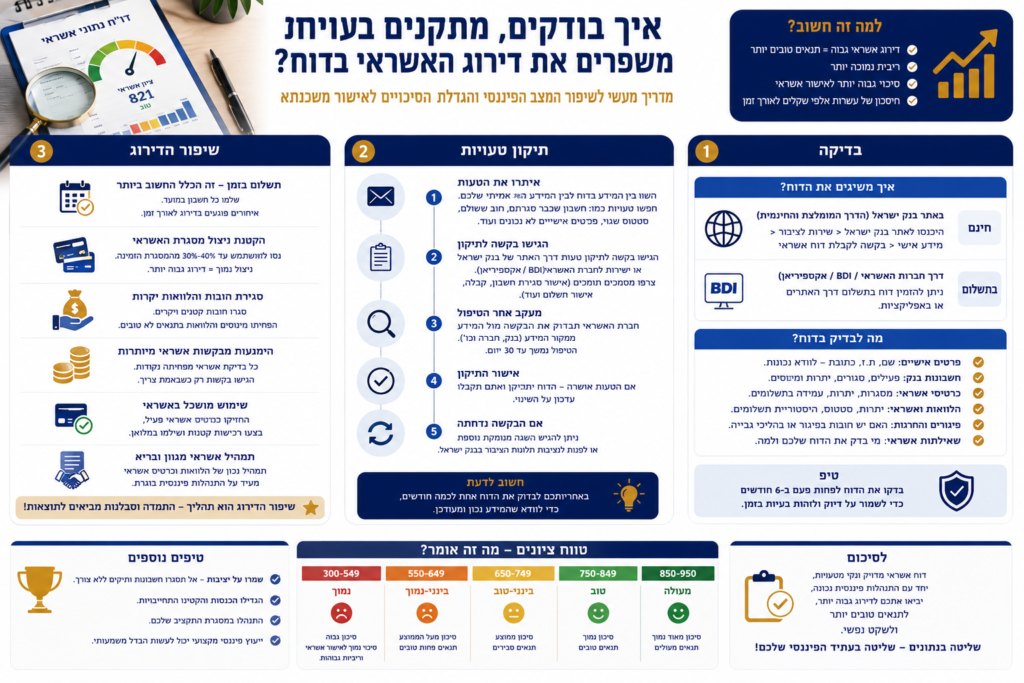 איך בודקים, מתקנים טעויות ומשפרים את דירוג האשראי בדוח