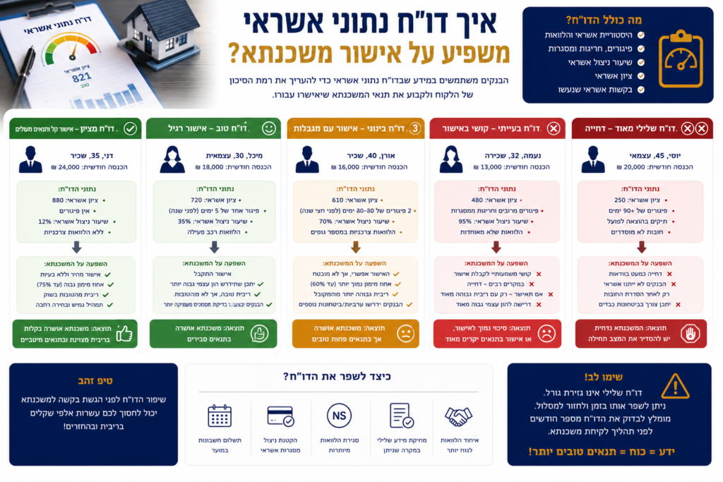 דוגמאות מעשיות איך דוח נתוני אשראי משפיע על אישור משכנתא