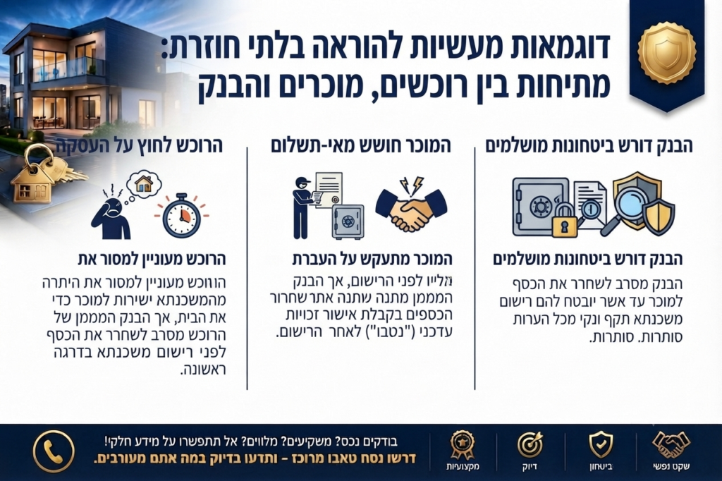 דוגמאות מעשיות להוראה בלתי חוזרת מתיחות בין רוכשים, מוכרים והבנק