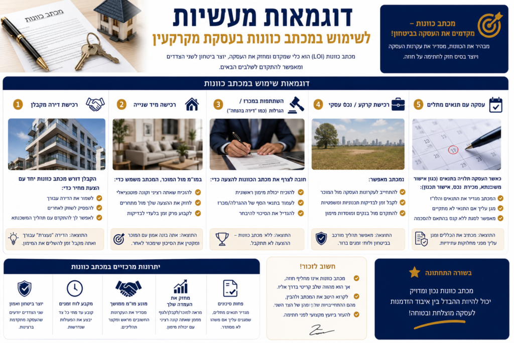 דוגמאות מעשיות לשימוש במכתב כוונות בעסקת מקרקעין