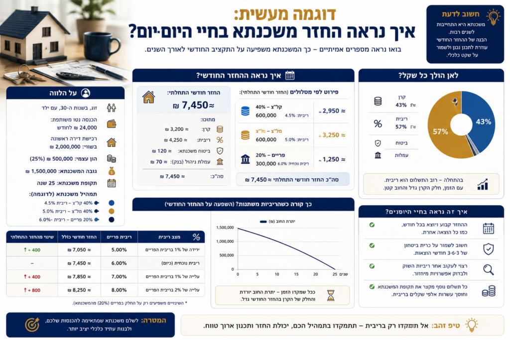 דוגמה מעשית איך נראה החזר משכנתא בחיי היום-יום