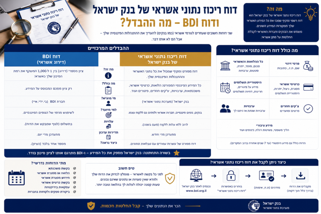 מהו דוח BDI ומה ההבדל בינו לבין דוח ריכוז נתוני אשראי