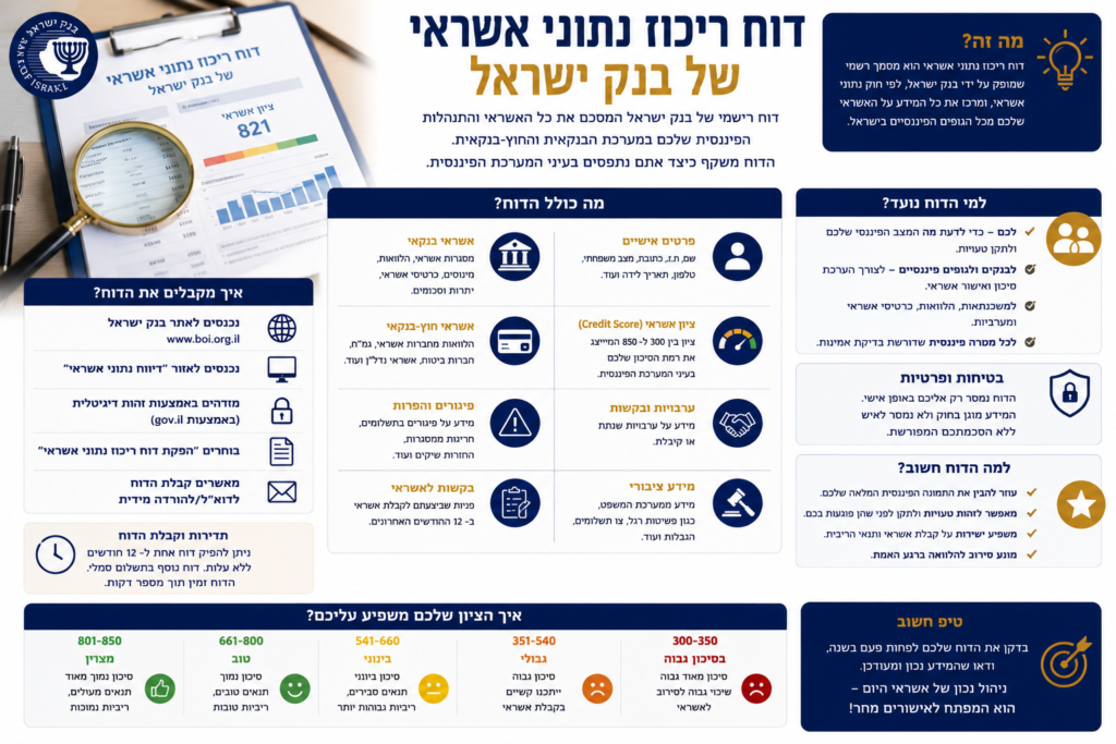 מהו דוח ריכוז נתוני אשראי של בנק ישראל ומה הוא כולל