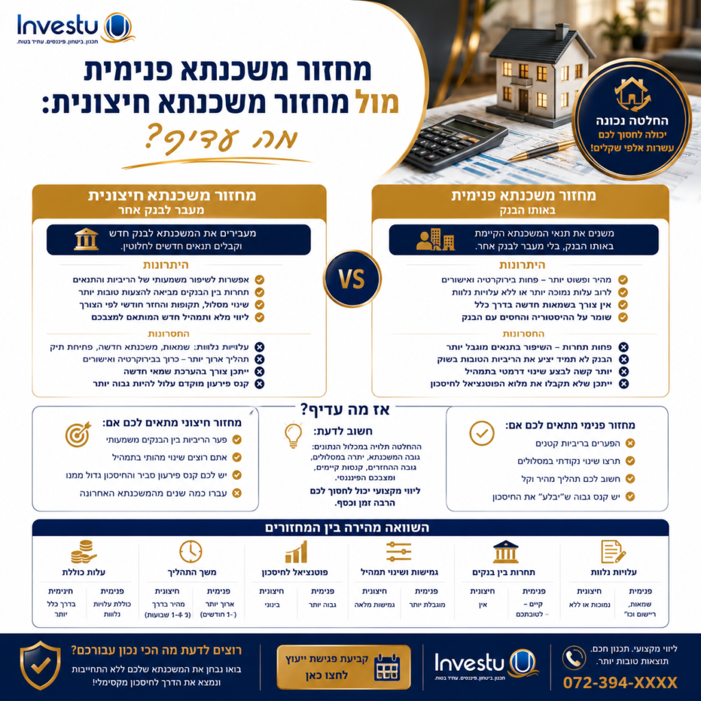 מחזור משכנתא פנימית מול מחזור משכנתא חיצונית מה עדיף