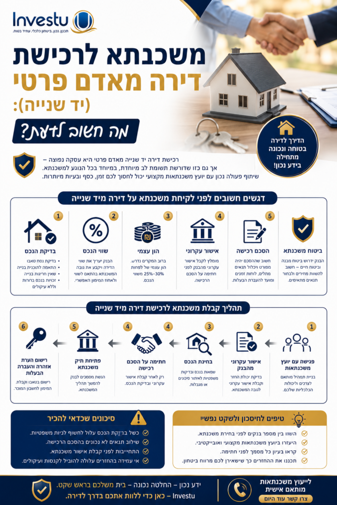 משכנתא לרכישת דירה מאדם פרטי (יד שנייה) מה חשוב לדעת