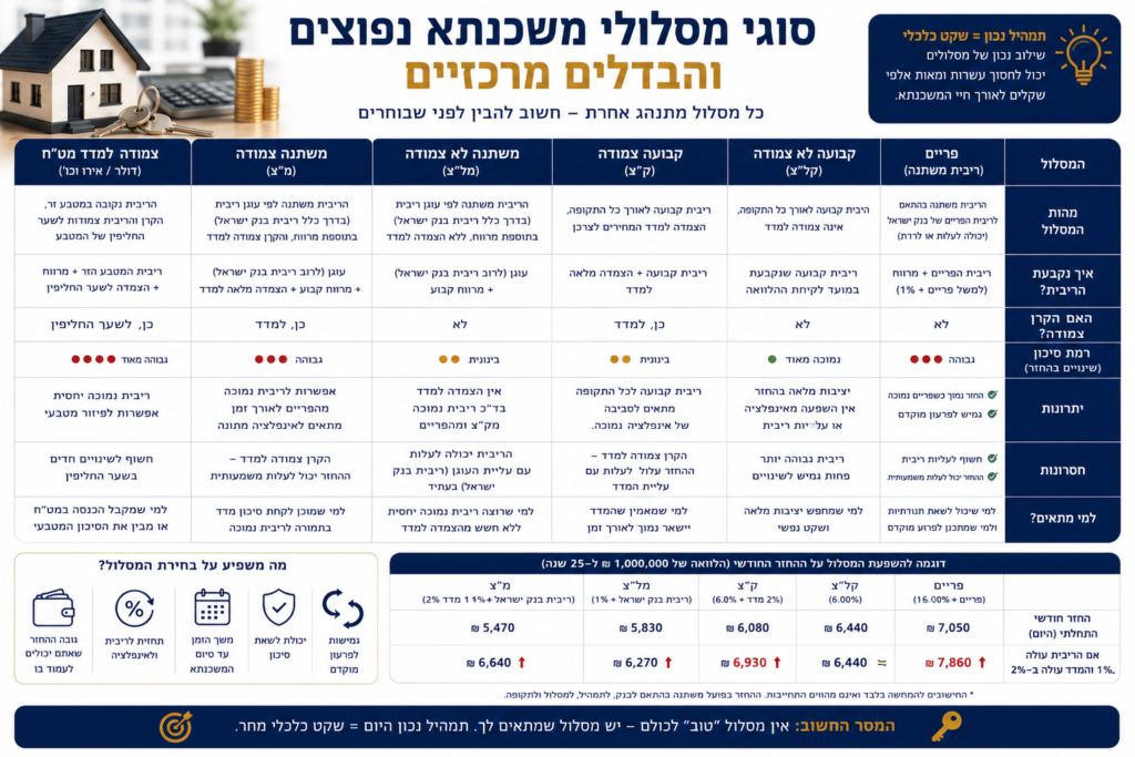 סוגי מסלולי משכנתא נפוצים והבדלים מרכזיים