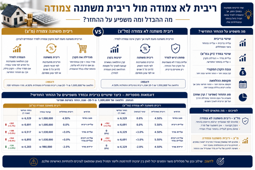 ריבית משתנה לא צמודה מול ריבית משתנה צמודה מה ההבדל ומה משפיע על ההחזר