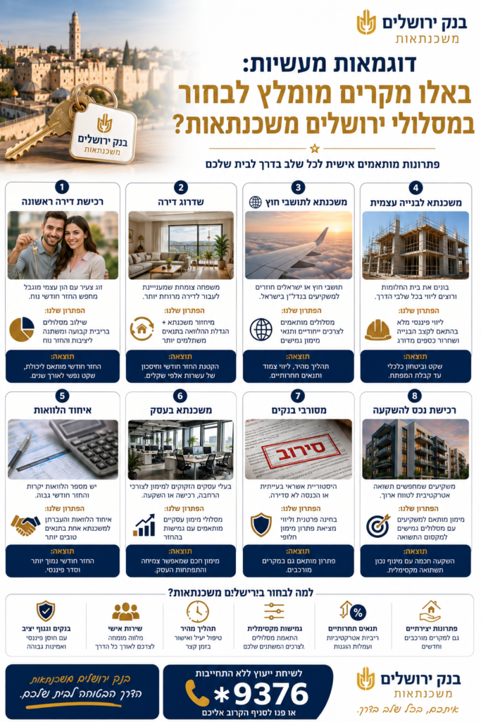 דוגמאות מעשיות באילו מקרים מומלץ לבחור במסלולי ירושלים משכנתאות