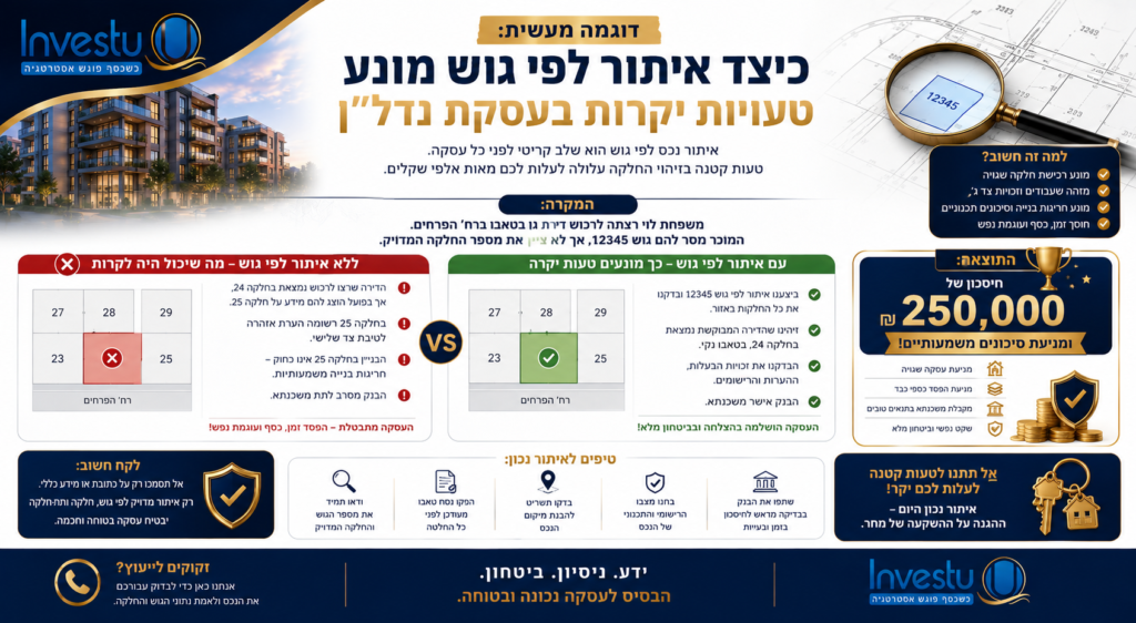 דוגמה מעשית כיצד איתור לפי גוש מונע טעויות יקרות בעסקת נדלן