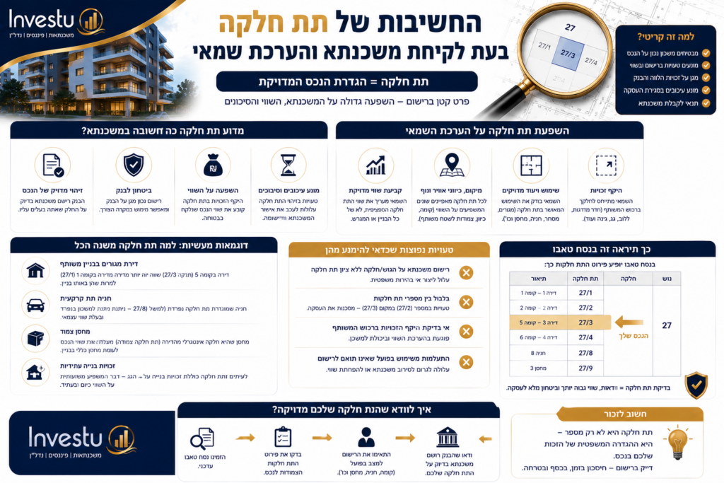 החשיבות של תת חלקה בעת לקיחת משכנתא והערכת שמאי