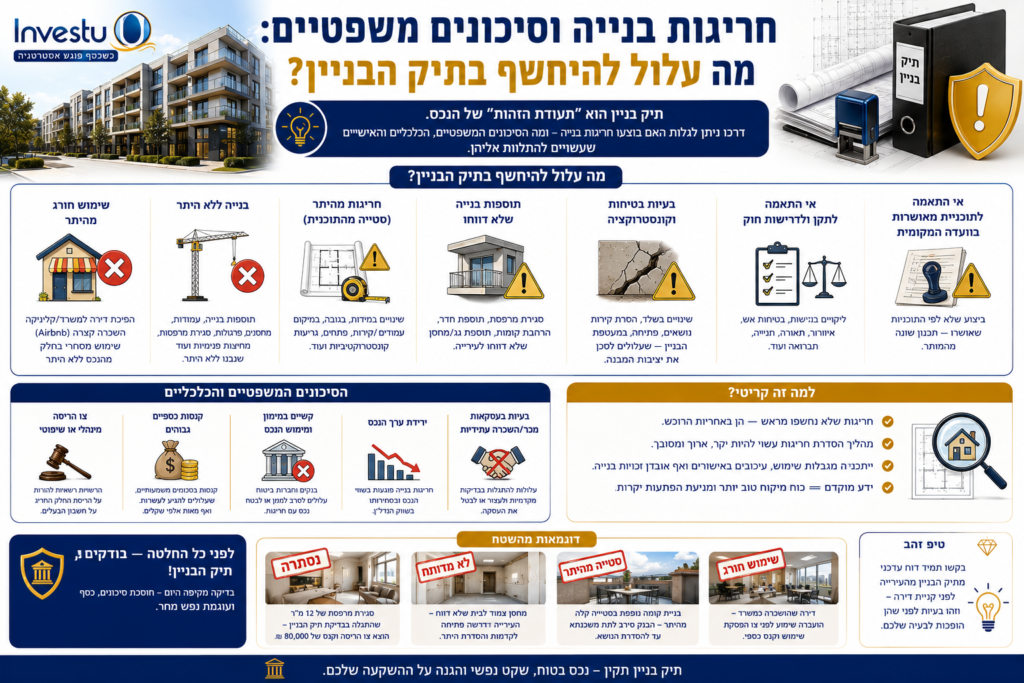 חריגות בנייה וסיכונים משפטיים מה עלול להיחשף בתיק הבניין