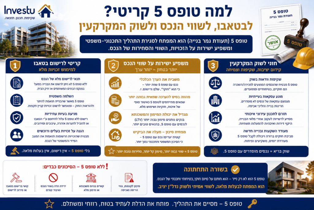 חשיבות טופס 5 לרישום בטאבו, לשווי הנכס ולשוק המקרקעין