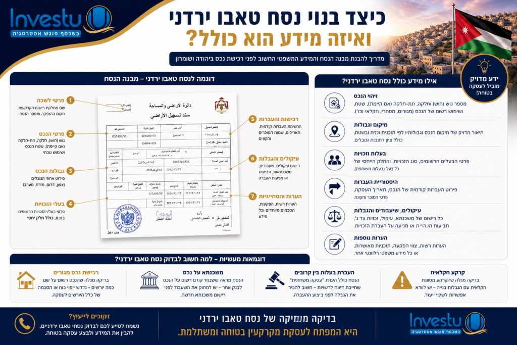 כיצד בנוי נסח טאבו ירדני ואיזה מידע הוא כולל דוגמאות מעשיות