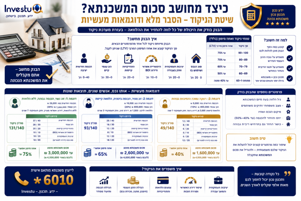כיצד מחושב סכום המשכנתא שיטת הניקוד ודוגמאות מעשיות