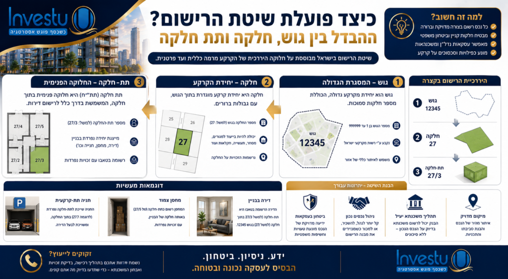 כיצד פועלת שיטת הרישום ההבדל בין גוש, חלקה ותת-חלקה