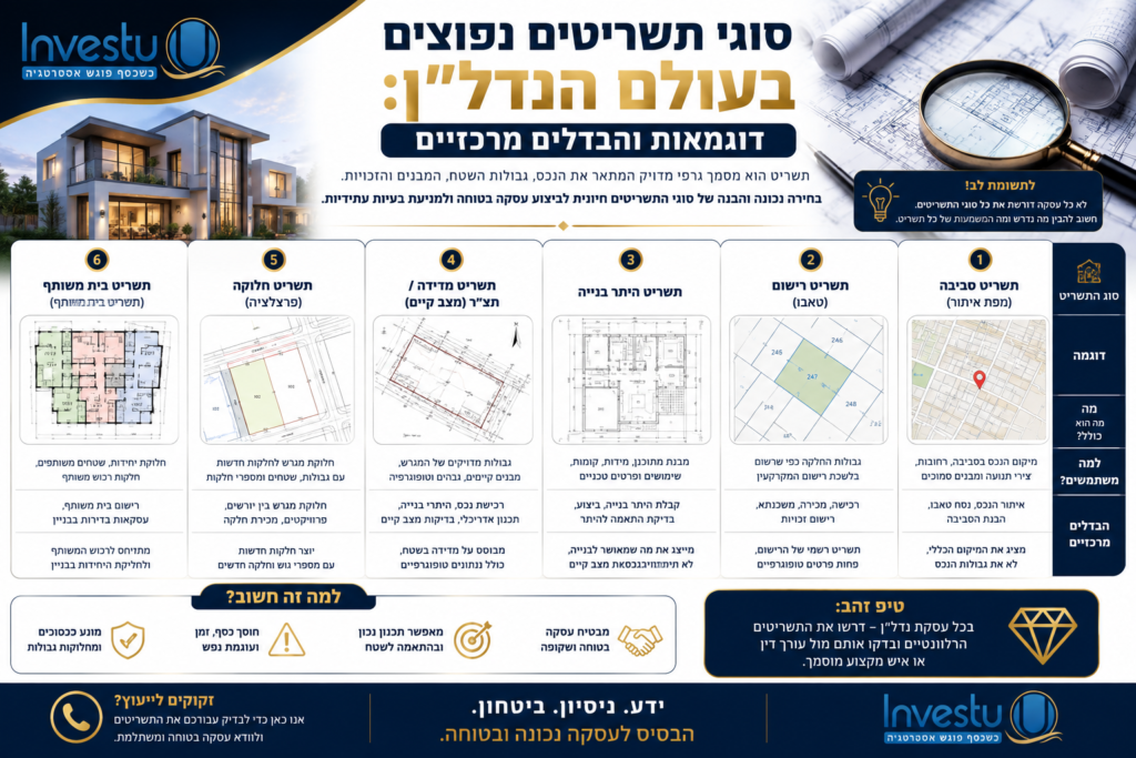 סוגי תשריטים נפוצים בעולם הנדלן דוגמאות והבדלים מרכזיים